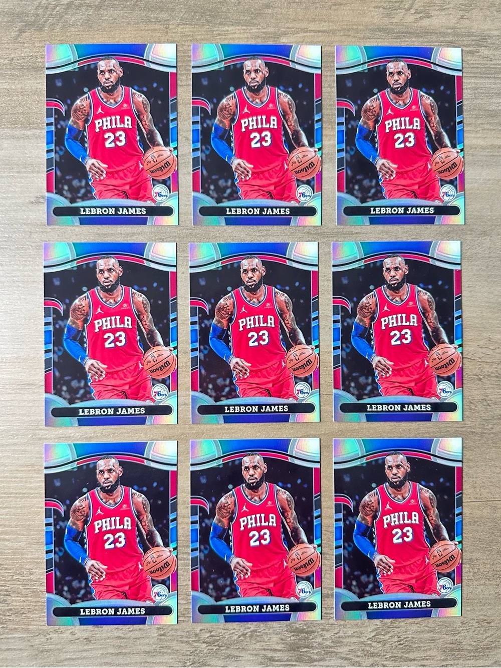 LeBron James Lot of (9) “The King Arrives in Philly” Novelty Basketball Cards.